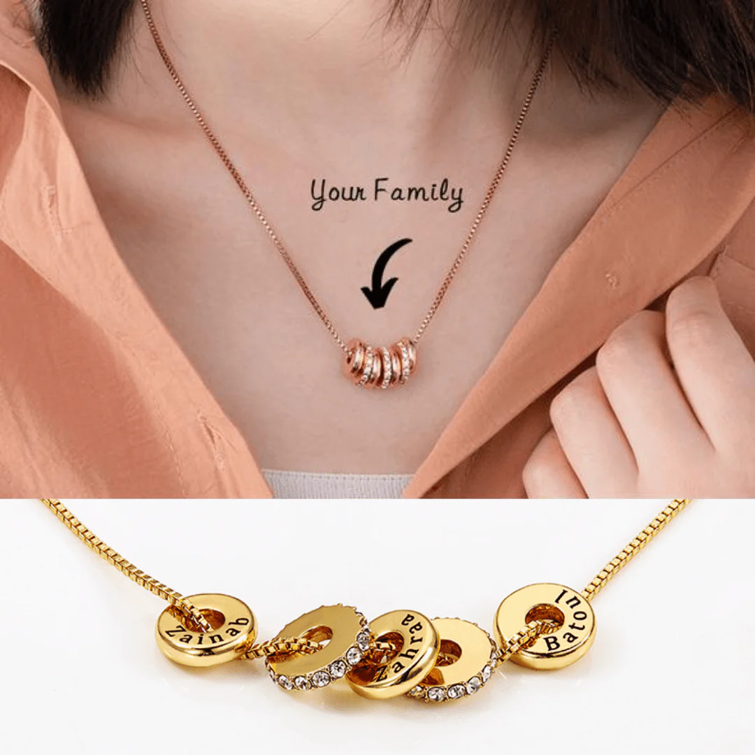 Mother's Day Gift Custom Engraved Name Beads Necklace - Image 3