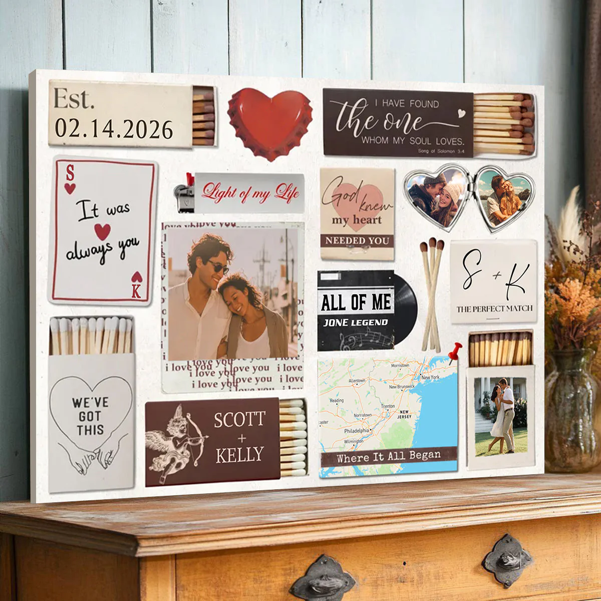 Love Story Scrapbook Canvas - Personalized Valentine’s Day Gift for Couples - Image 2