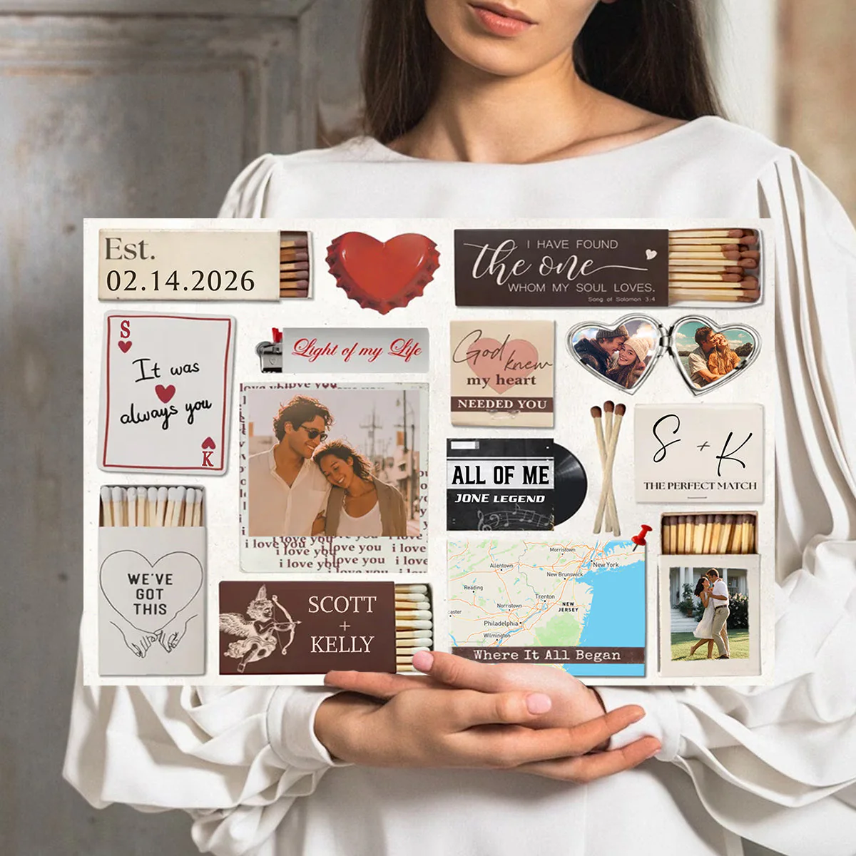 Love Story Scrapbook Canvas - Personalized Valentine’s Day Gift for Couples - Image 3