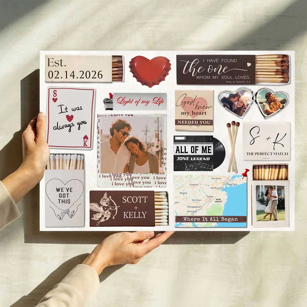 Love Story Scrapbook Canvas - Personalized Valentine’s Day Gift for Couples - Image 4
