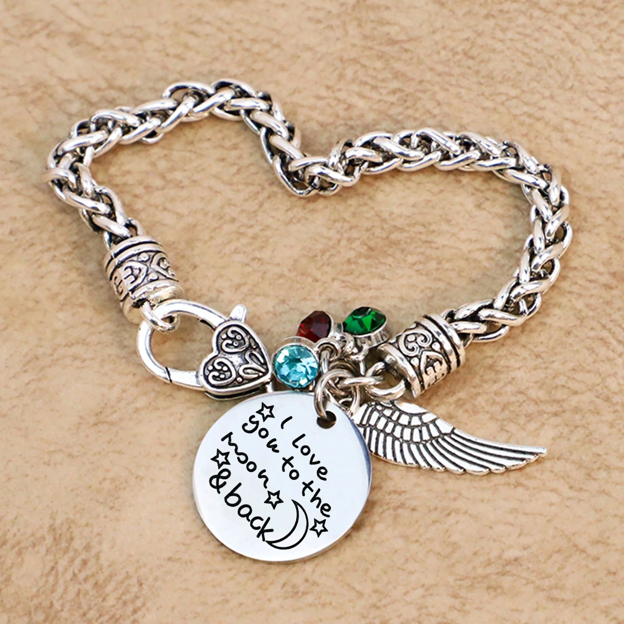Love you to the Moon & Back Antique Silver Bracelet - Image 3