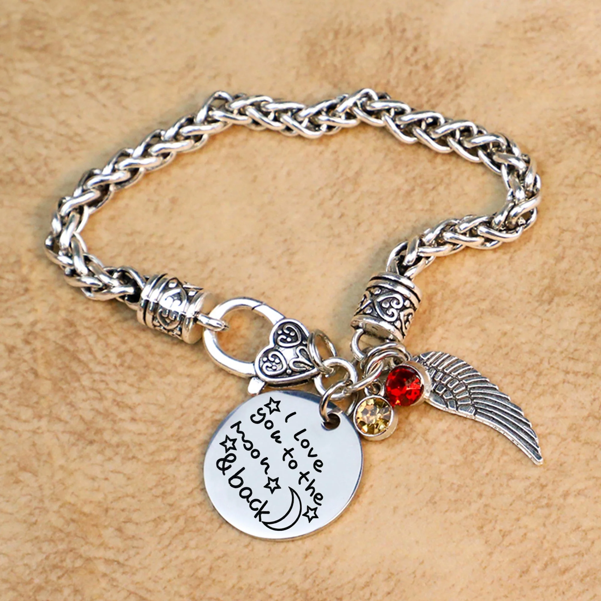 Love you to the Moon & Back Antique Silver Bracelet - Image 4