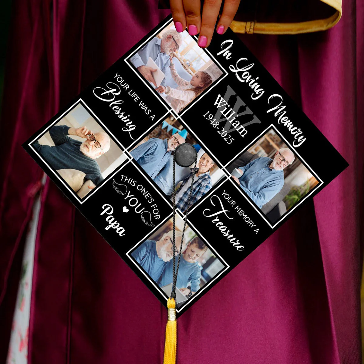 Loved Beyond Words Missed Beyond Measure - Personalized Graduation Cap Topper - Image 5