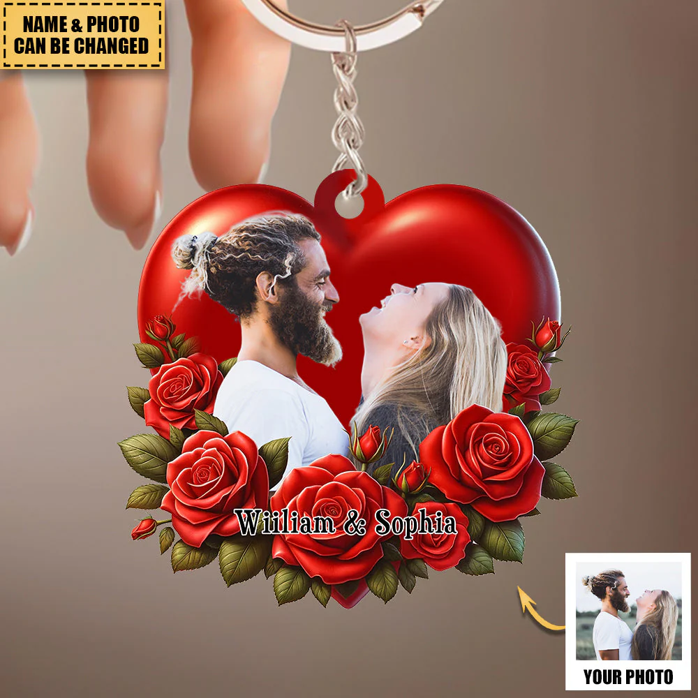 Lovely Couple Personalized Rose Keychain Gift For Him Gift For Her - Image 2