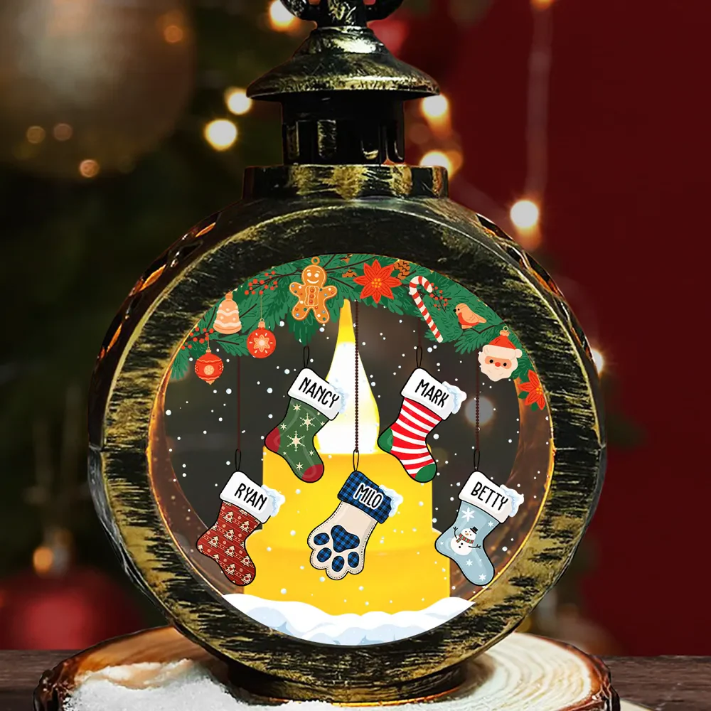 Lovely Stockings Hanging & Name Night Light - Personalized Custom Christmas Lantern - Image 2