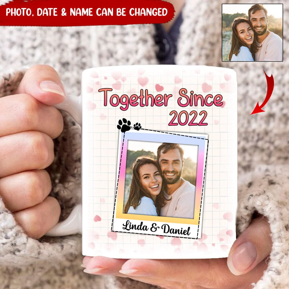 Lovely Valentine Upload Couple Photo Gift, Together Since Personalized Mug - Image 2