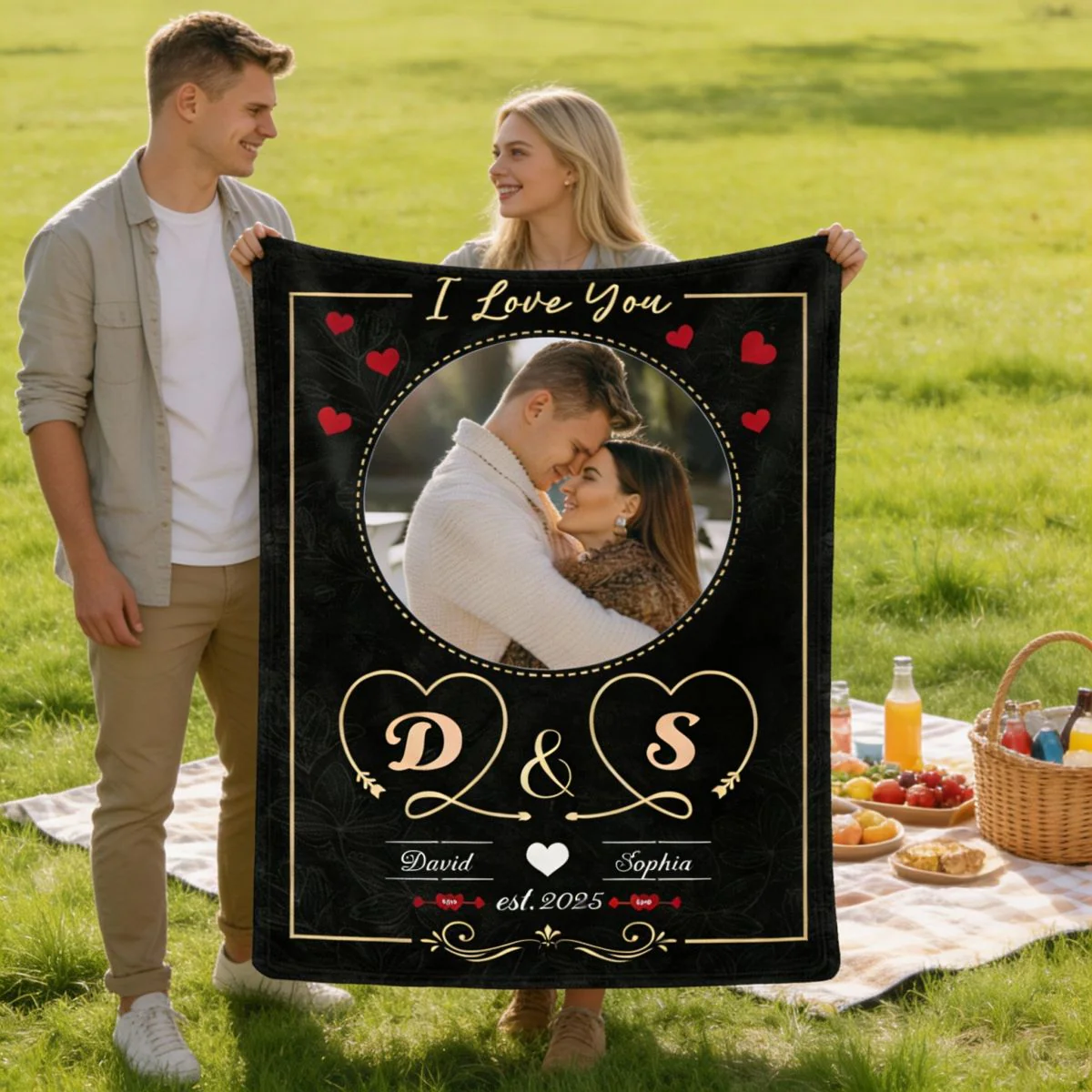Loving Gift For Couples Custom Photo I Love You - Personalized Fleece Blanket - Image 3