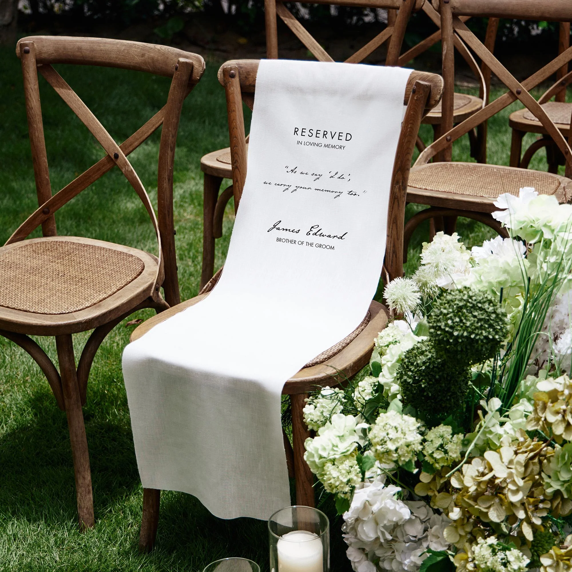 Loving Memory Wedding Sign, Personalized White Chair Banner, In Memory of Loved Ones - Image 2
