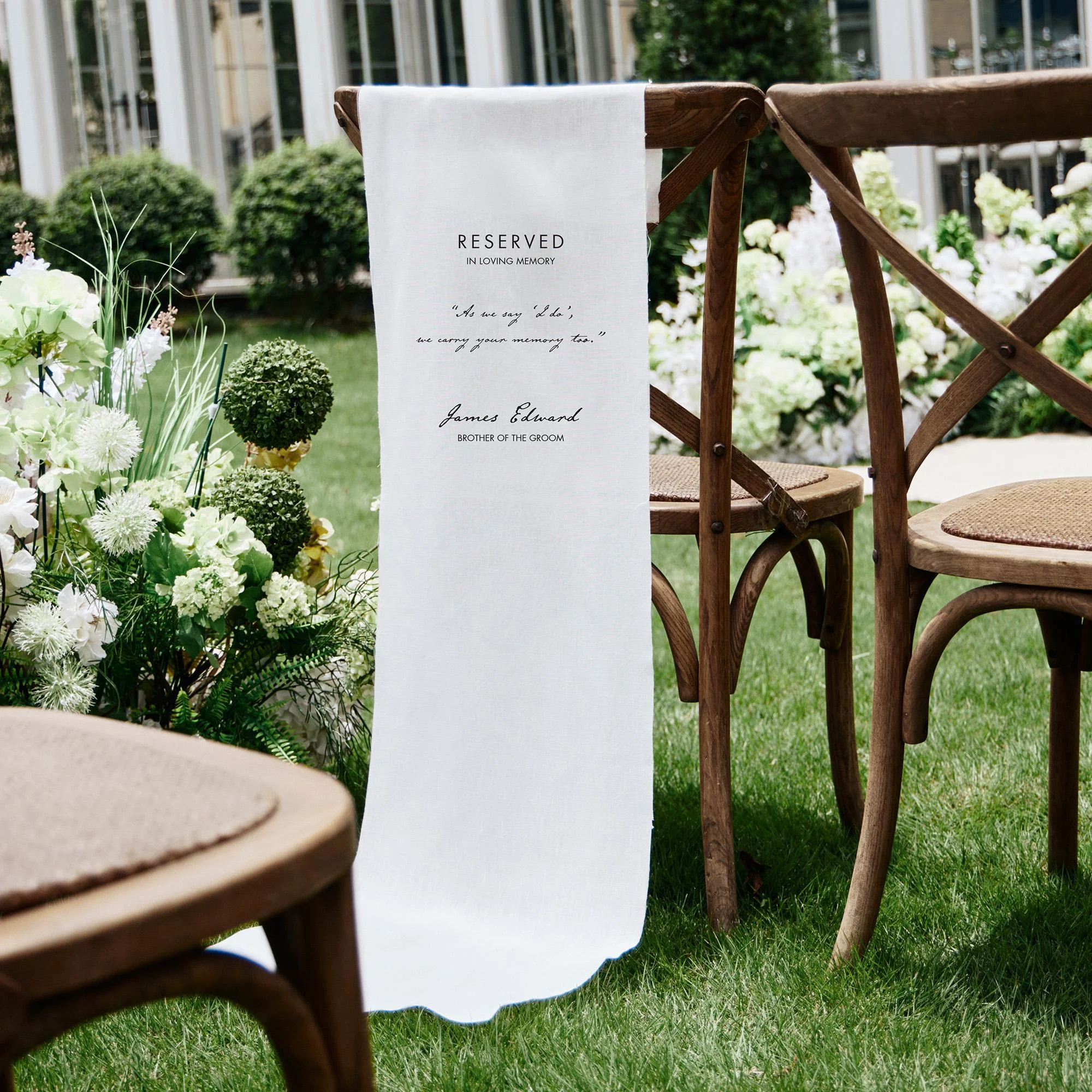 Loving Memory Wedding Sign, Personalized White Chair Banner, In Memory of Loved Ones - Image 4