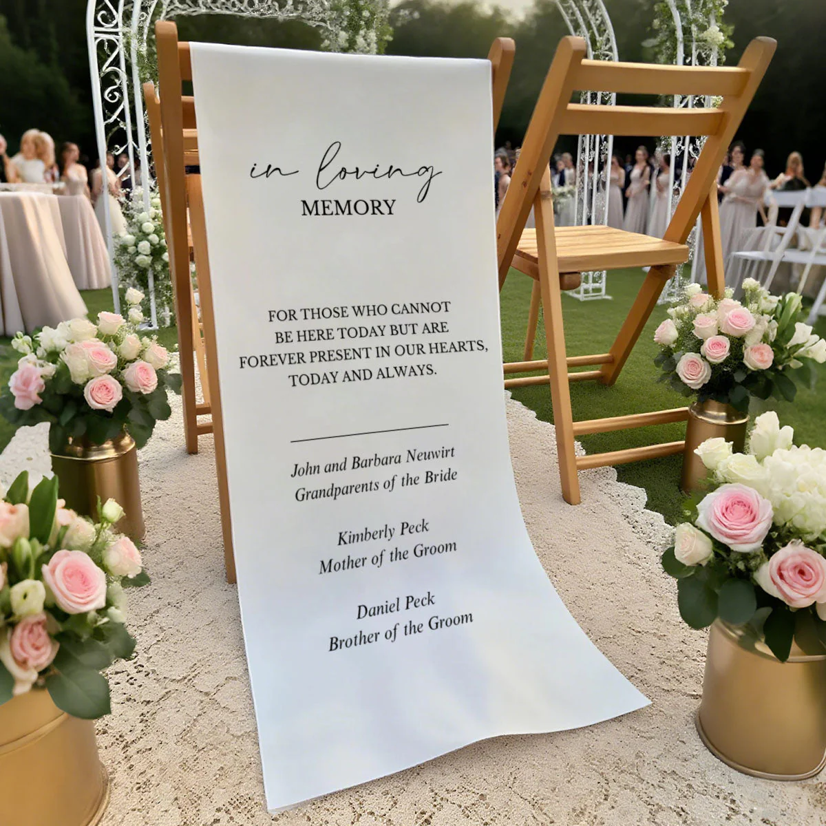 Loving Memory Wedding Sign, Personalized White Chair Banner, In Memory of Loved Ones - Image 5
