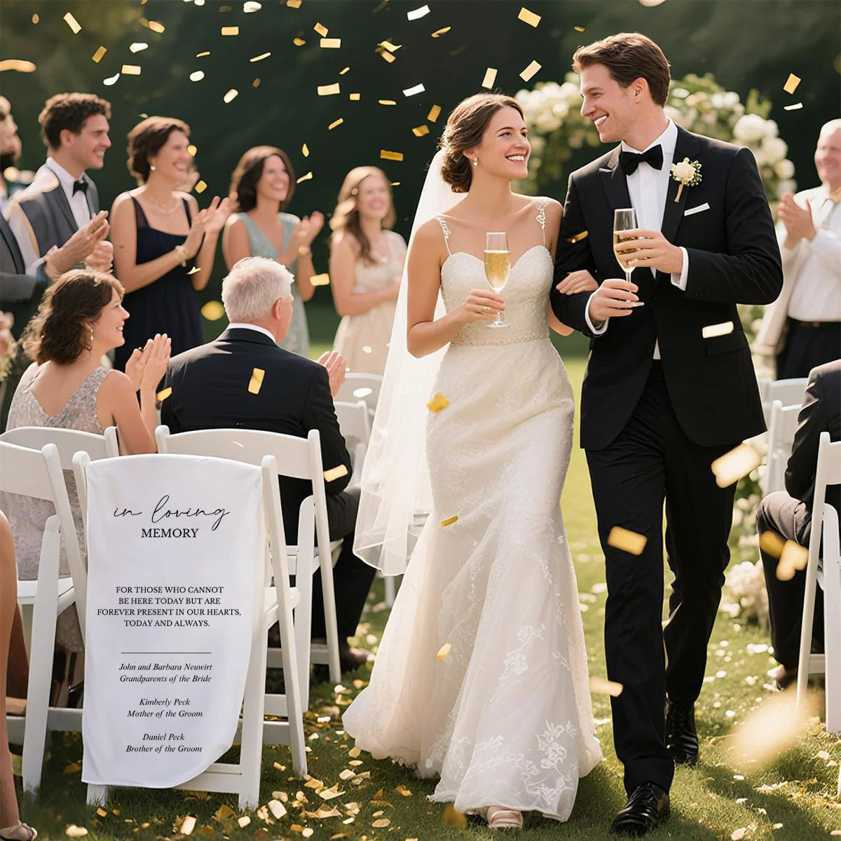 Loving Memory Wedding Sign, Personalized White Chair Banner, In Memory of Loved Ones - Image 6