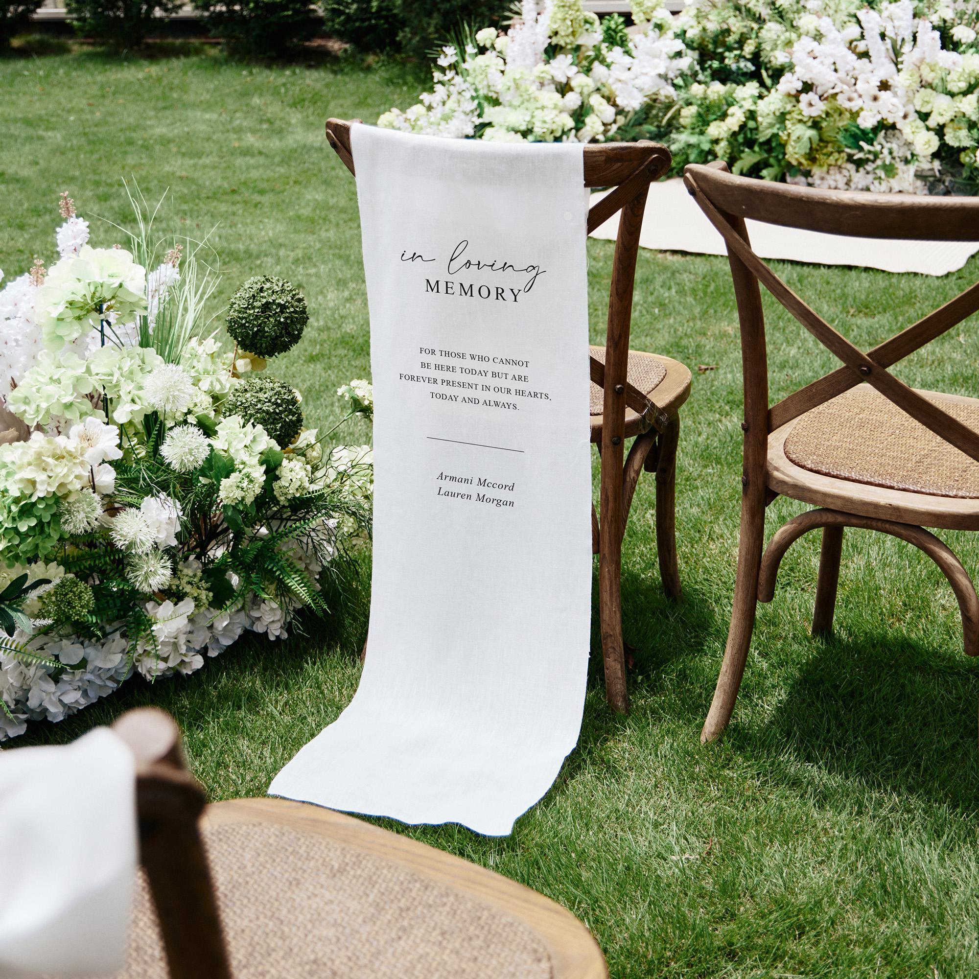 Loving Memory Wedding Sign, Personalized White Chair Banner, In Memory of Loved Ones - Image 7