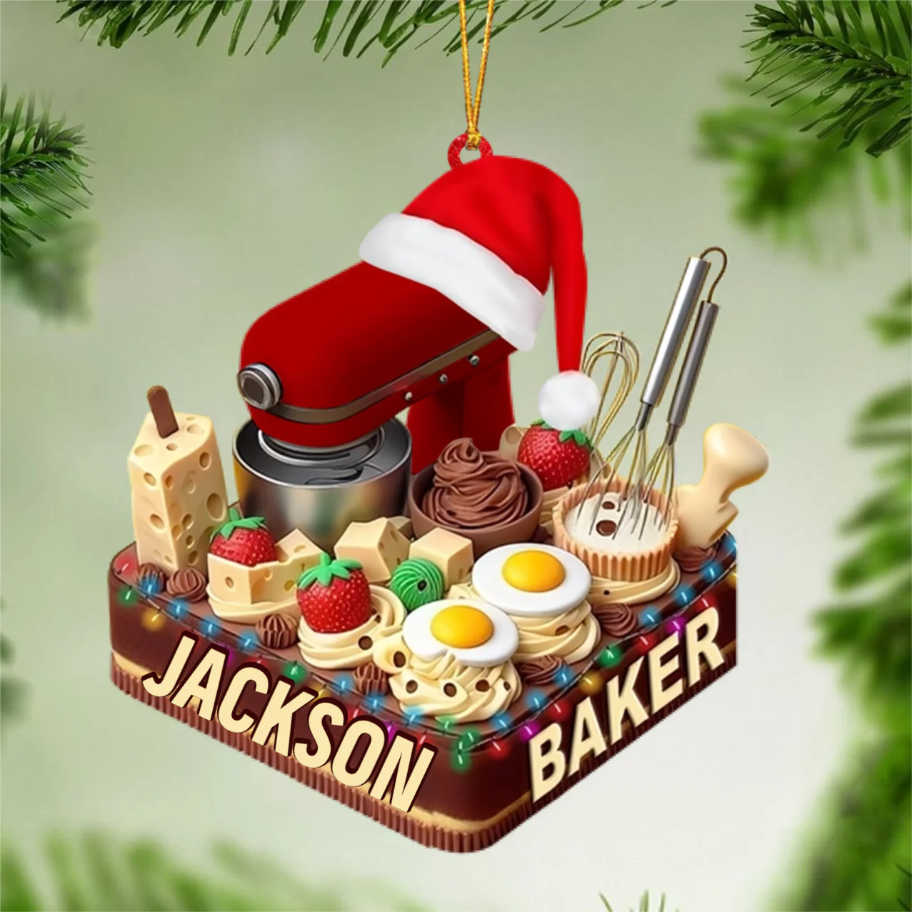 Making Cake Christmas Ornament, Personalized Acrylic Ornament - Image 4
