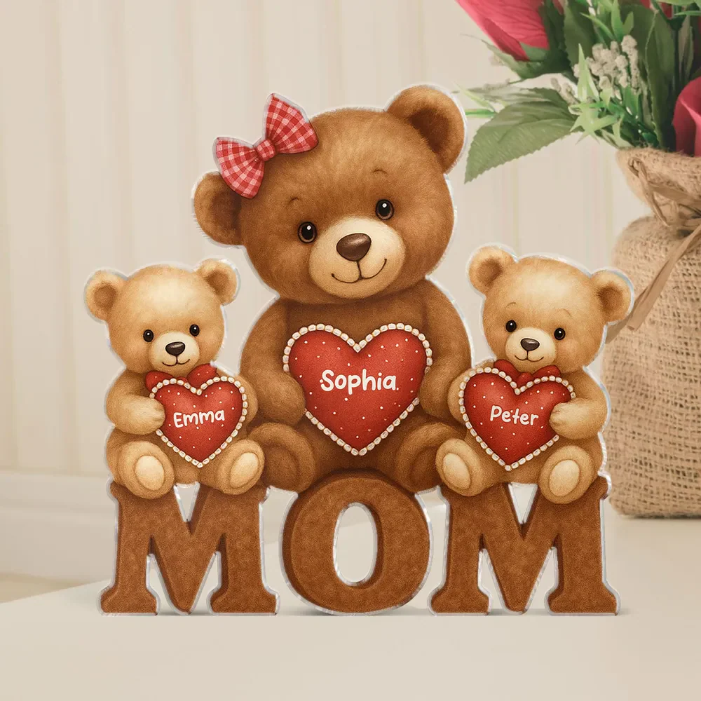 Mama Bear Personalized Custom Shape Acrylic Block Plaque, Gift For Mom - Image 2