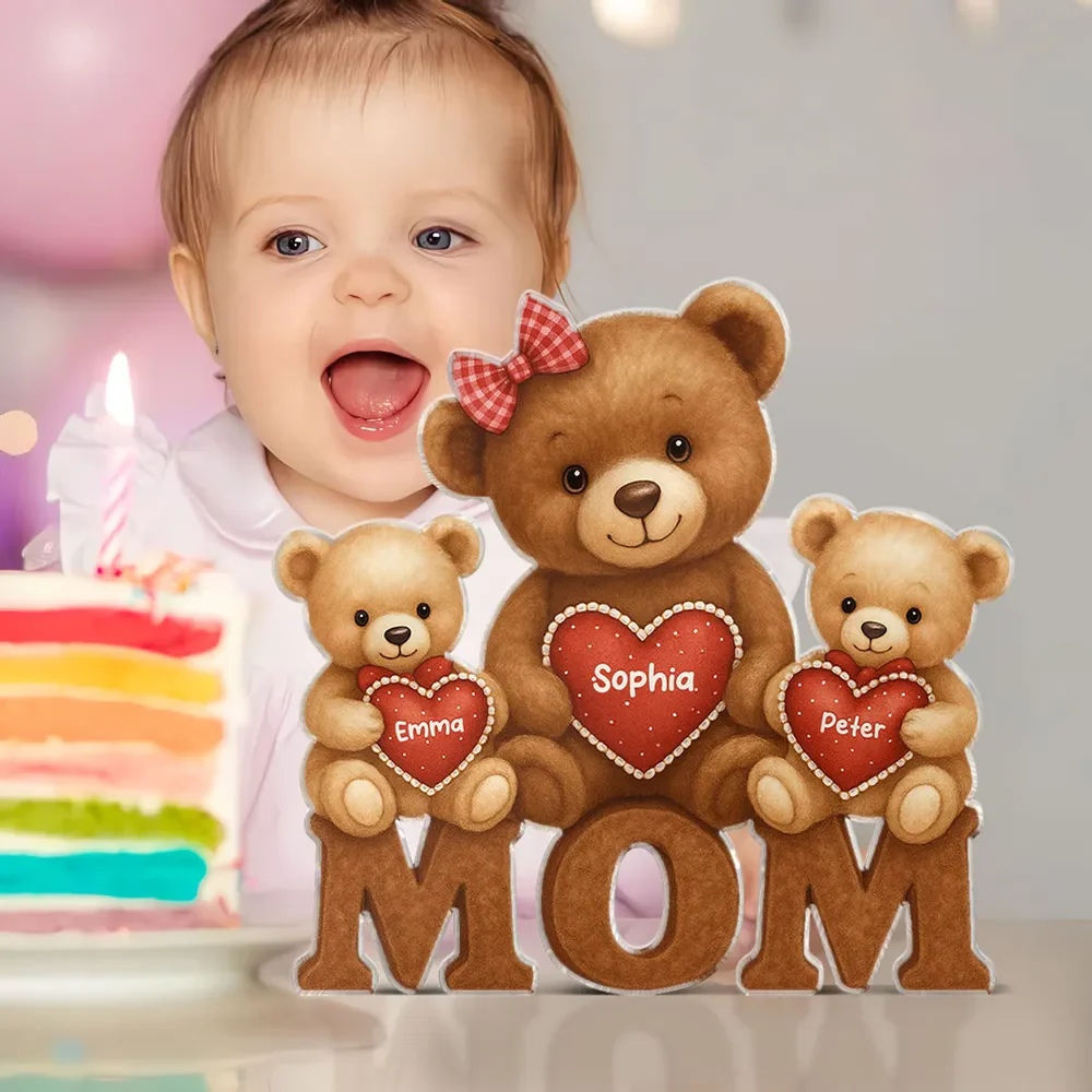 Mama Bear Personalized Custom Shape Acrylic Block Plaque, Gift For Mom - Image 3
