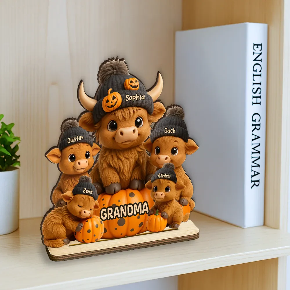Mama Cow Personalized Wooden Plaque, Cozy Fall Vibe Halloween Decor for Mom, Grandma - Image 5