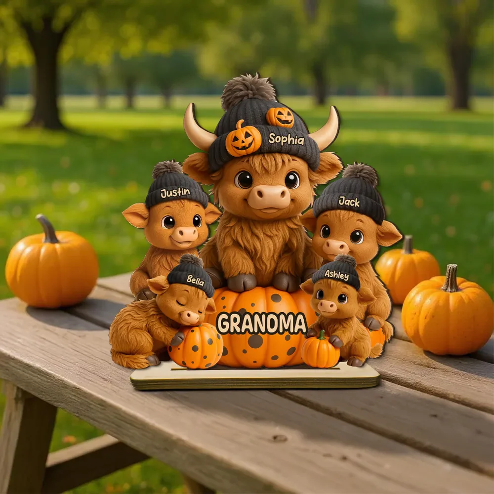 Mama Cow Personalized Wooden Plaque, Cozy Fall Vibe Halloween Decor for Mom, Grandma - Image 9