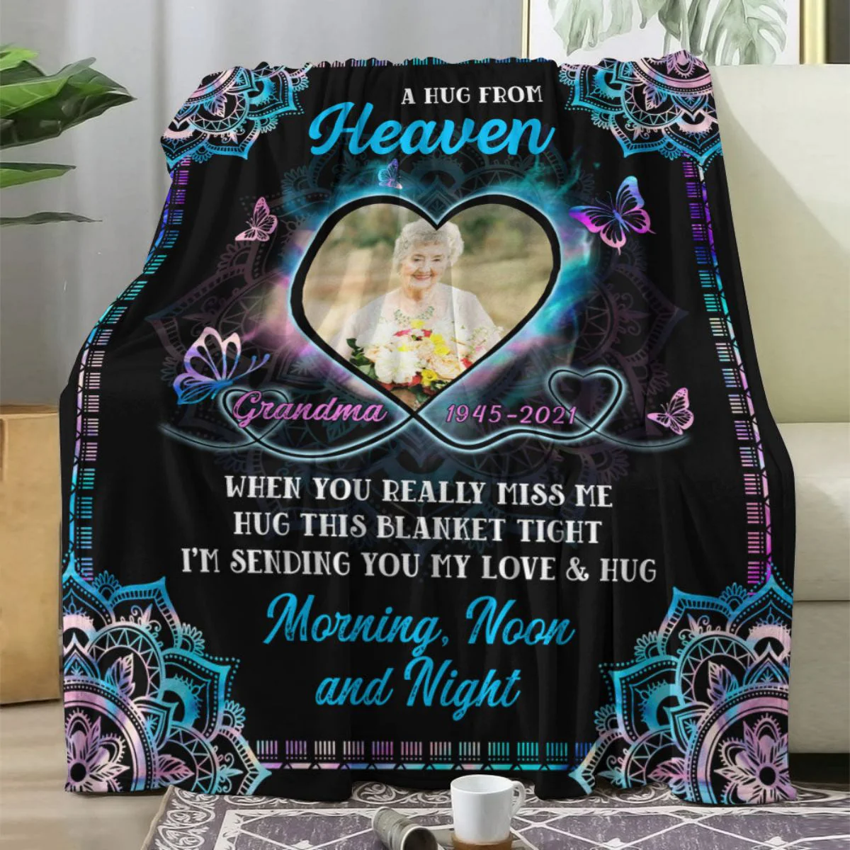 Mandala A Hug From Heaven - Memorial Personalized Custom Blanket - Sympathy Gift - Image 4