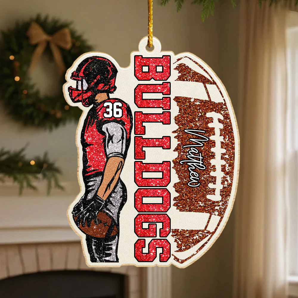 Matching Football Player - Personalized Wooden Ornament Football Game Day - Image 3