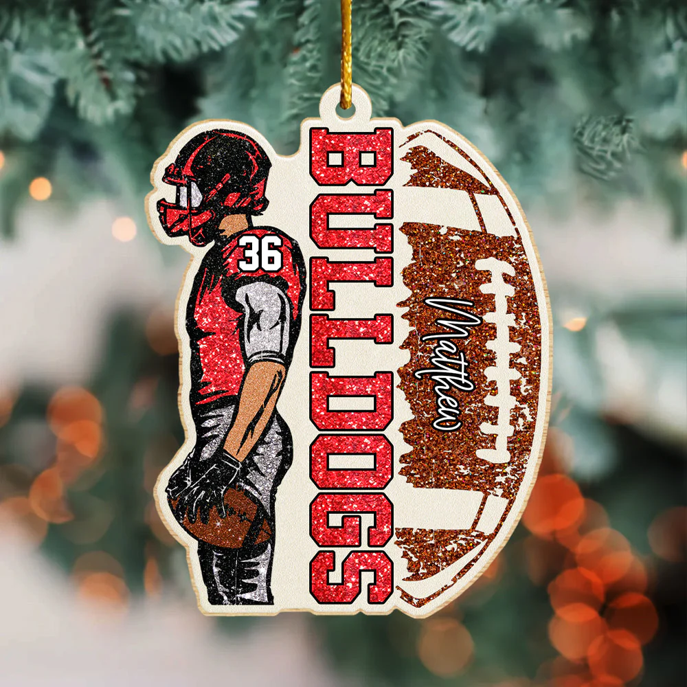 Matching Football Player - Personalized Wooden Ornament Football Game Day - Image 4