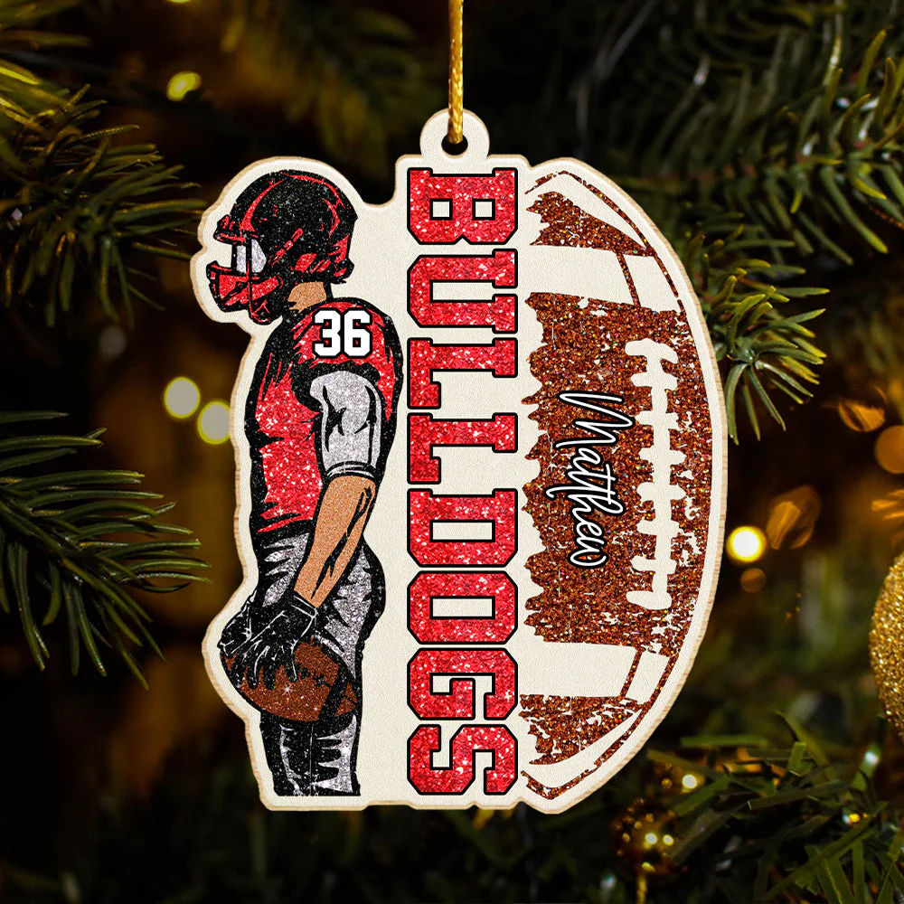Matching Football Player - Personalized Wooden Ornament Football Game Day - Image 5