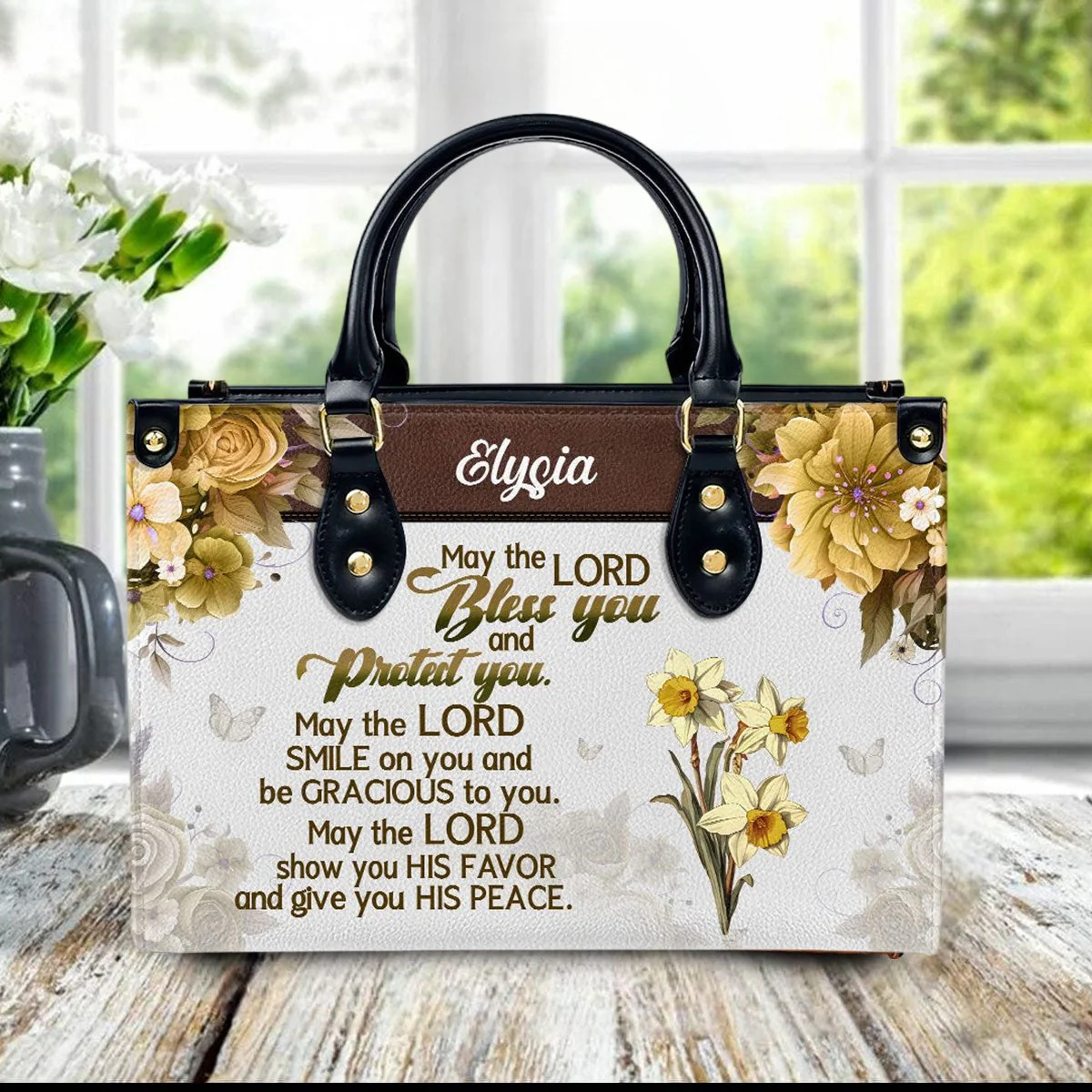 May The Lord Bless You And Protect You-Personalized Leather Handbag - Image 10