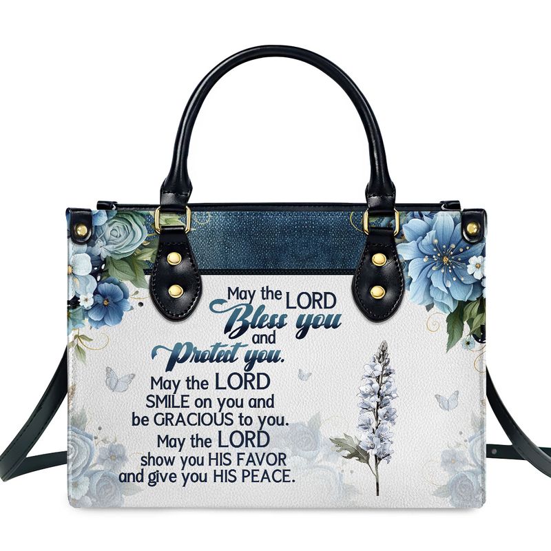 May The Lord Bless You And Protect You-Personalized Leather Handbag - Image 2