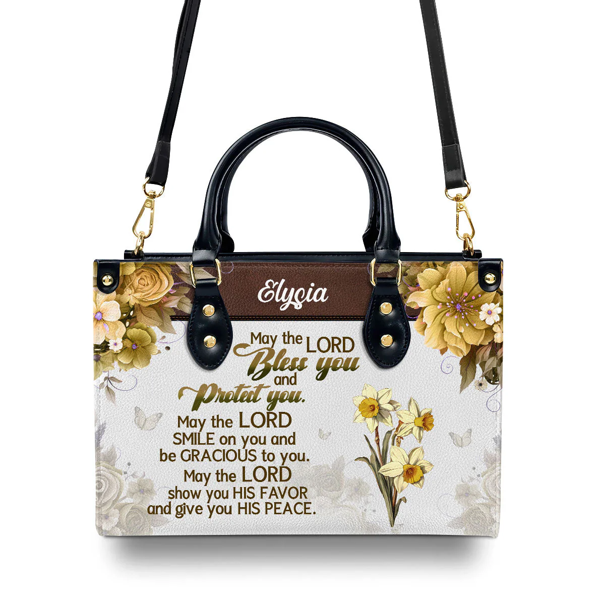 May The Lord Bless You And Protect You-Personalized Leather Handbag - Image 3