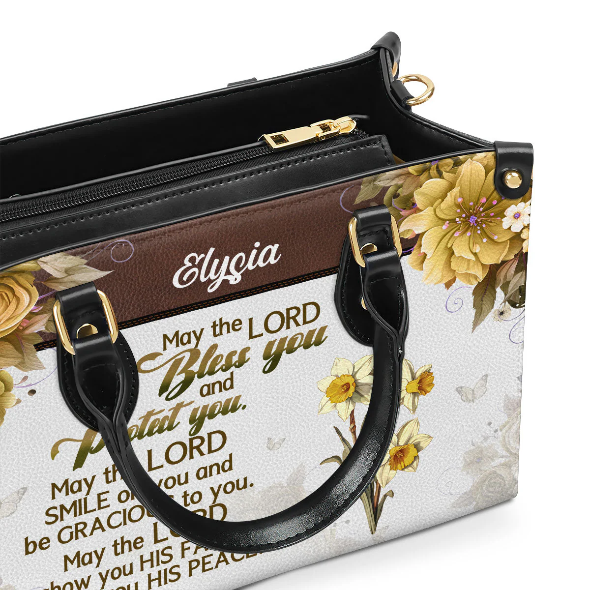 May The Lord Bless You And Protect You-Personalized Leather Handbag - Image 6
