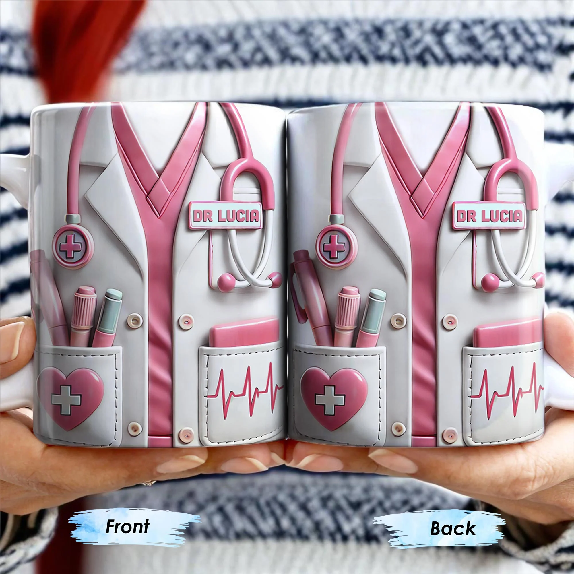 Medical Appreciation Design With Stethoscope, Personalized Custom Coffee Mug - Image 2