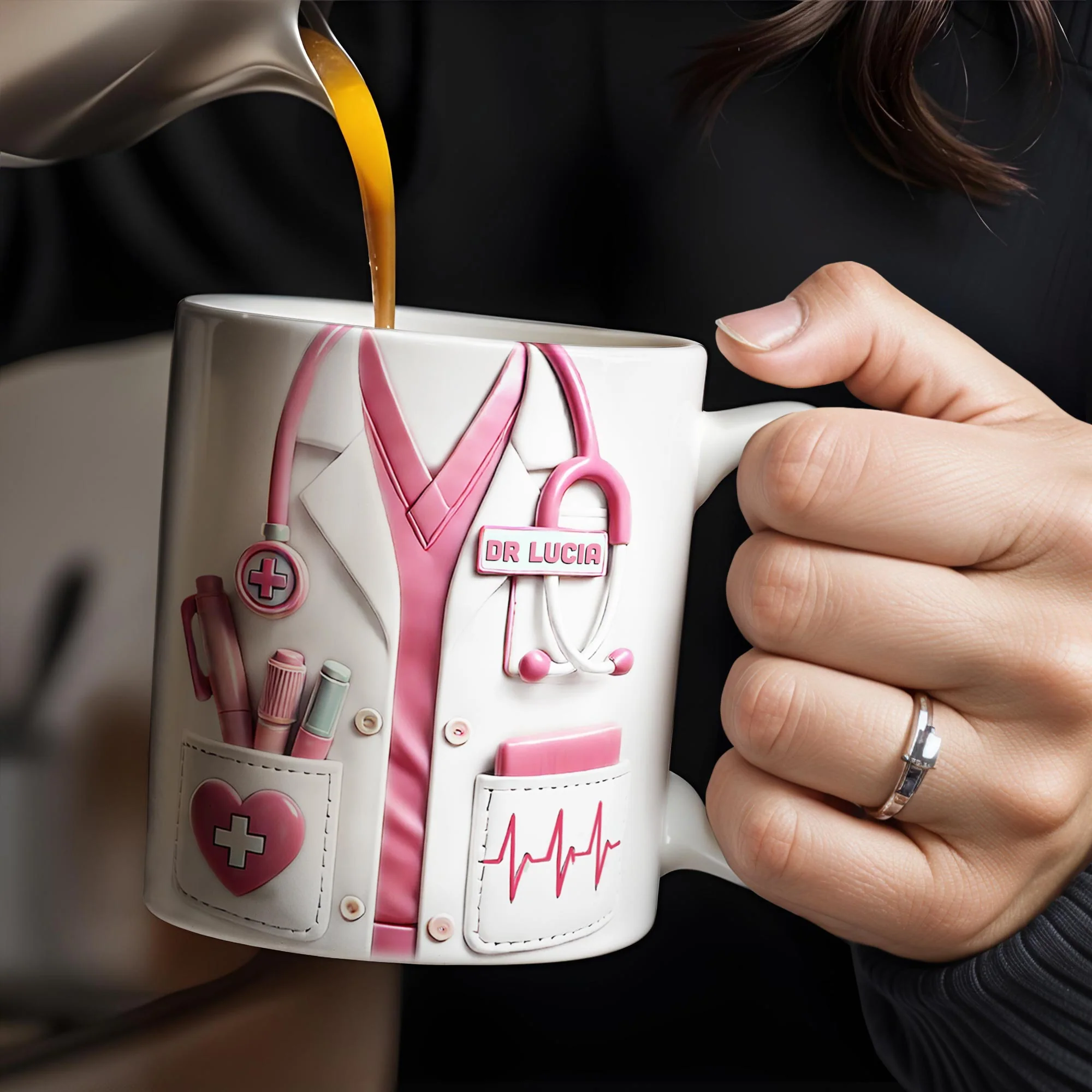Medical Appreciation Design With Stethoscope, Personalized Custom Coffee Mug - Image 3