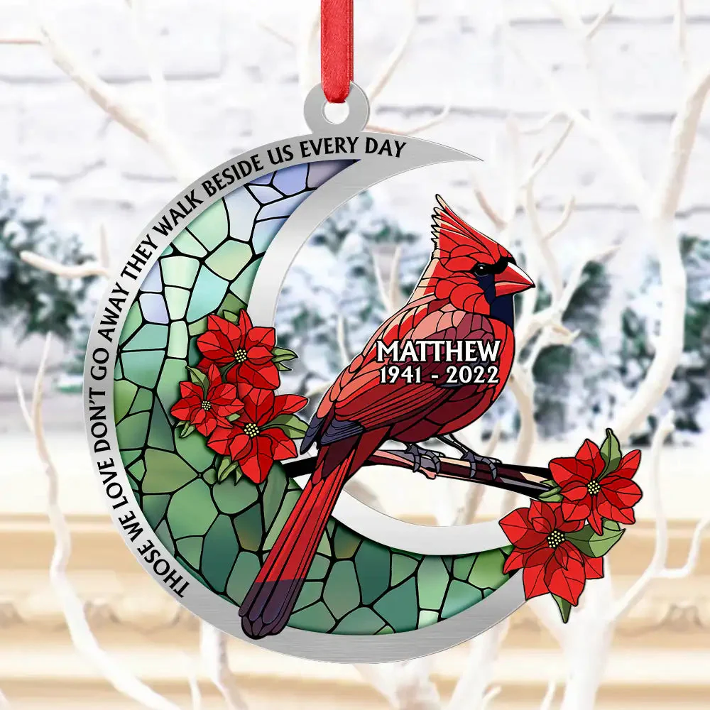 Memorial Cardinal Stained Glass Moon - Personalized Acrylic Ornament - Image 2