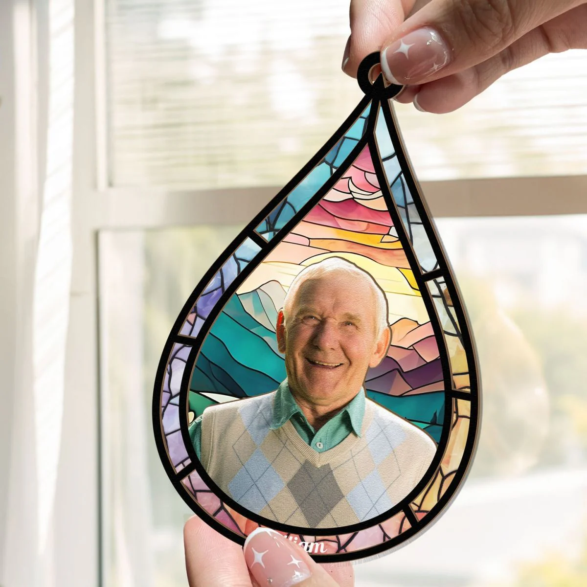 Memorial Family Gift Teardrop - Personalized Window Hanging Suncatcher Ornament - Image 3