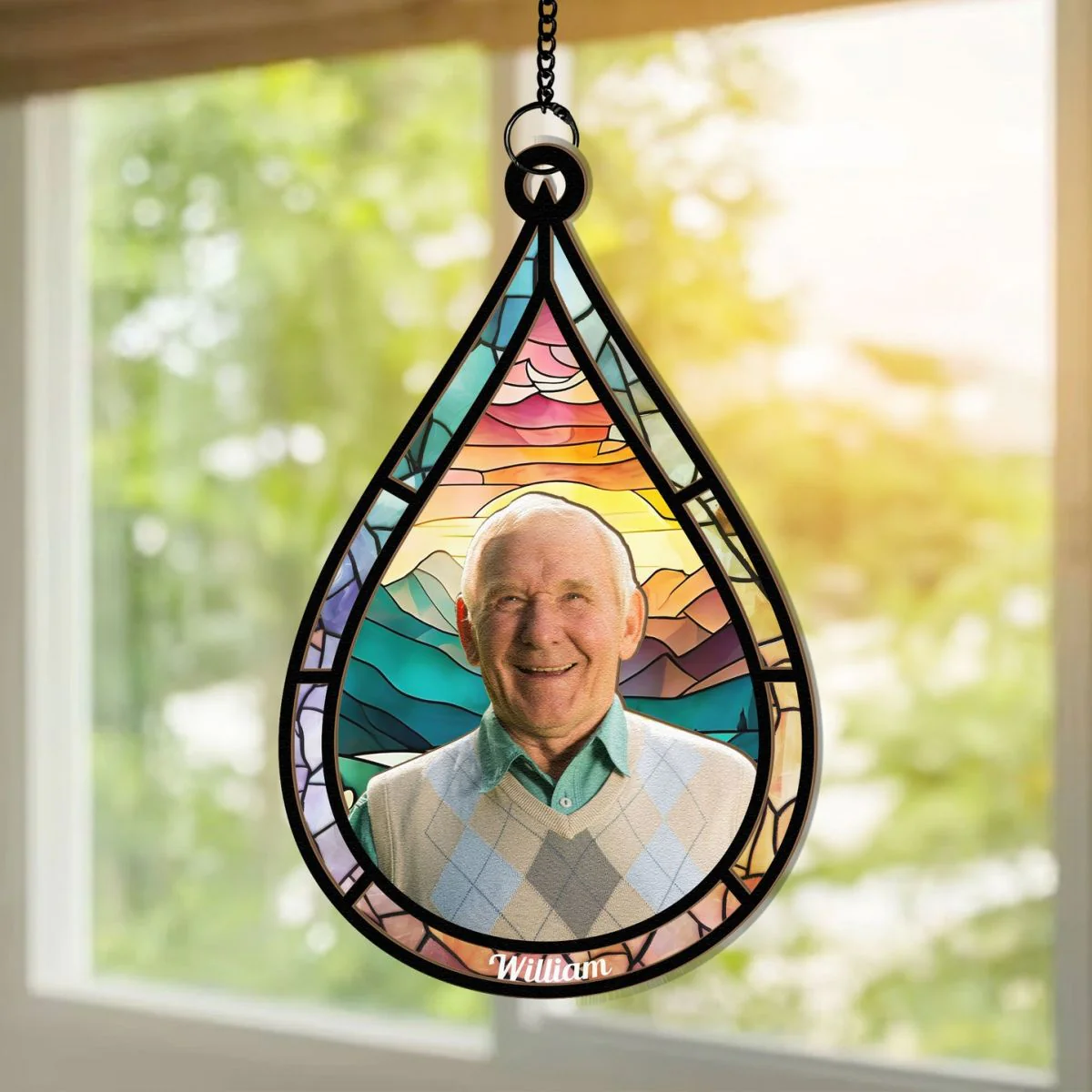Memorial Family Gift Teardrop - Personalized Window Hanging Suncatcher Ornament - Image 4