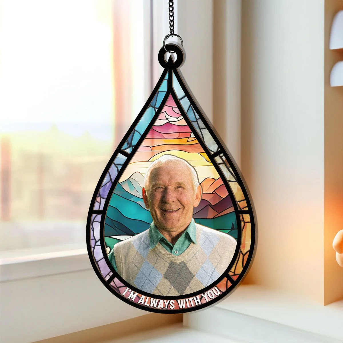 Memorial Family Gift Teardrop - Personalized Window Hanging Suncatcher Ornament - Image 5