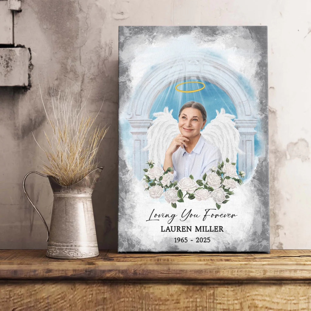 Memorial Personalized Canvas Poster - Custom Photo Sympathy Gifts, Loss Of Loved One, Loving You Forever - Image 5