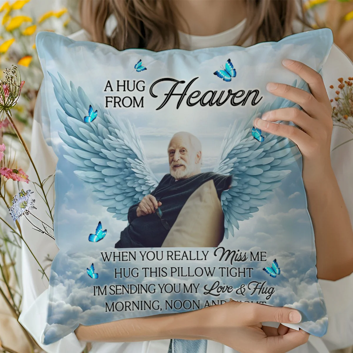 Memorial Personalized Pillow - Custom Photo A Hug From Heaven - Image 2