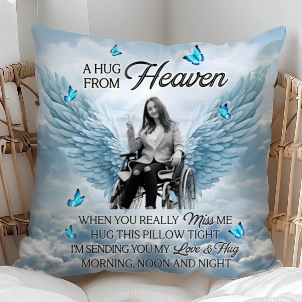 Memorial Personalized Pillow - Custom Photo A Hug From Heaven - Image 5