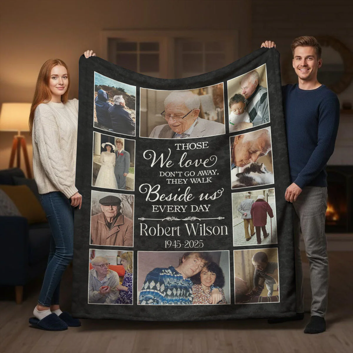 Memorial Photo Collage Blanket Personalized, Gifts For Someone Grieving, Those We Love Don T Go Away Blanket - Image 3