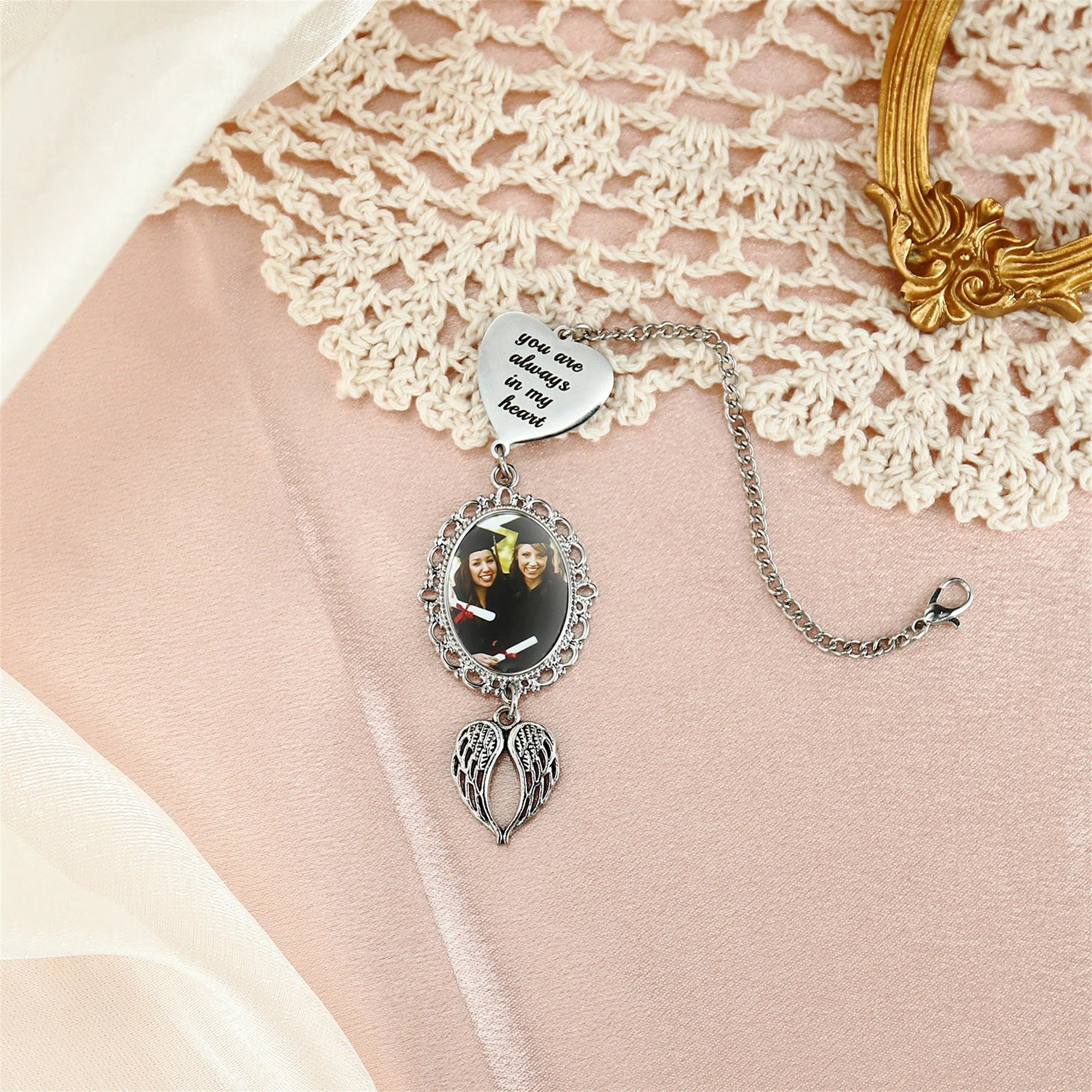 Memorial Photo Tassel Angel Wings Charm - Personalized 2025 Graduation Cap Decoration - Image 8