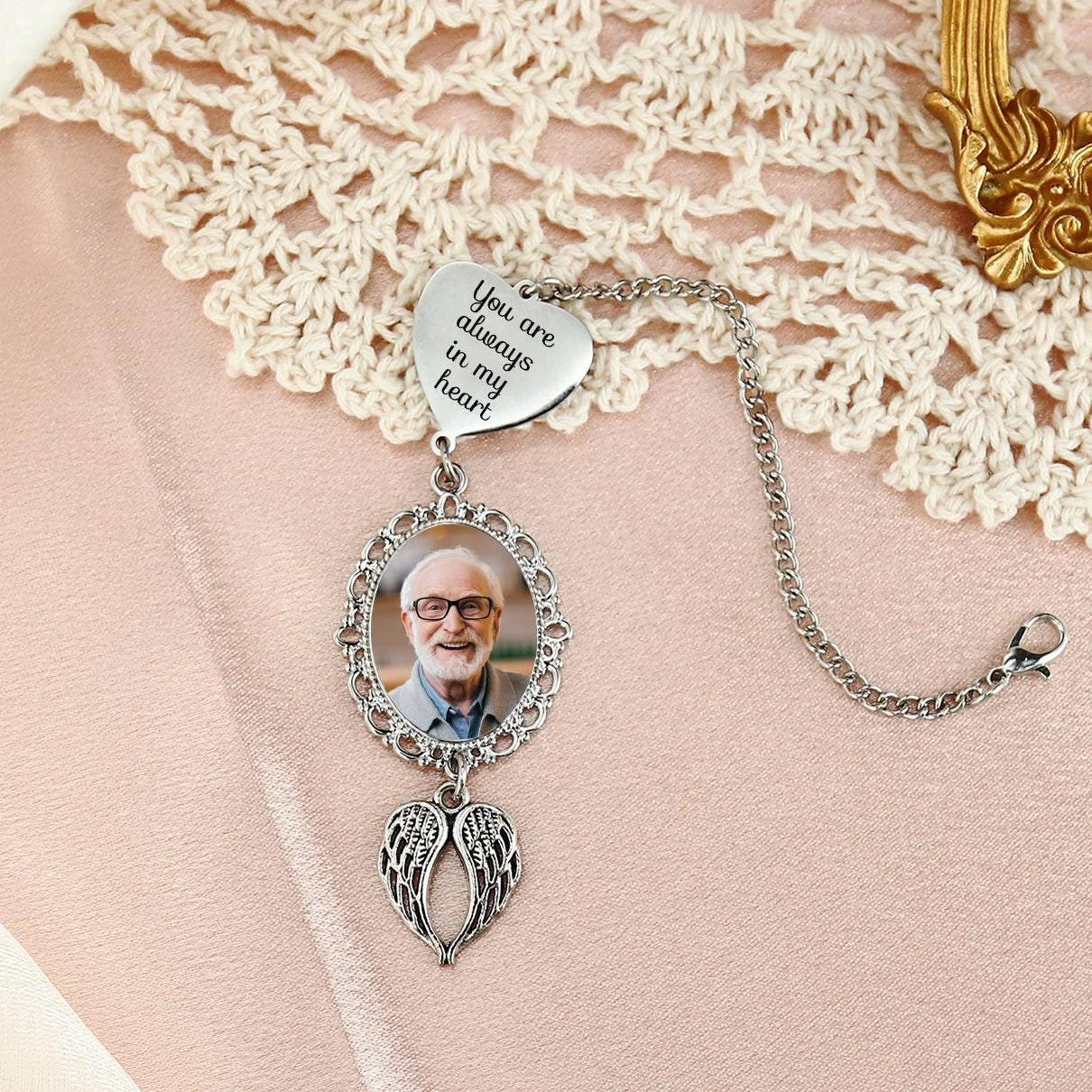 Memorial Photo Tassel Angel Wings Charm - Personalized 2025 Graduation Cap Decoration - Image 9