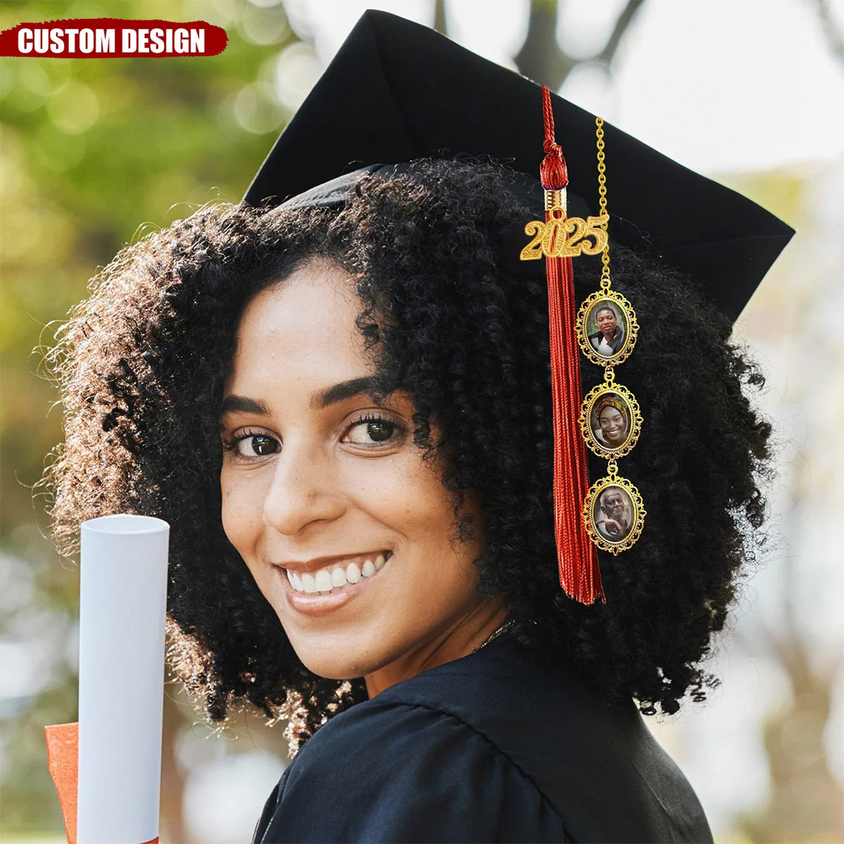 Memorial Photo Tassel Charm Pendant - Personalized 2025 Graduation Cap Decoration, Gift For Graduation Ceremony - Image 5