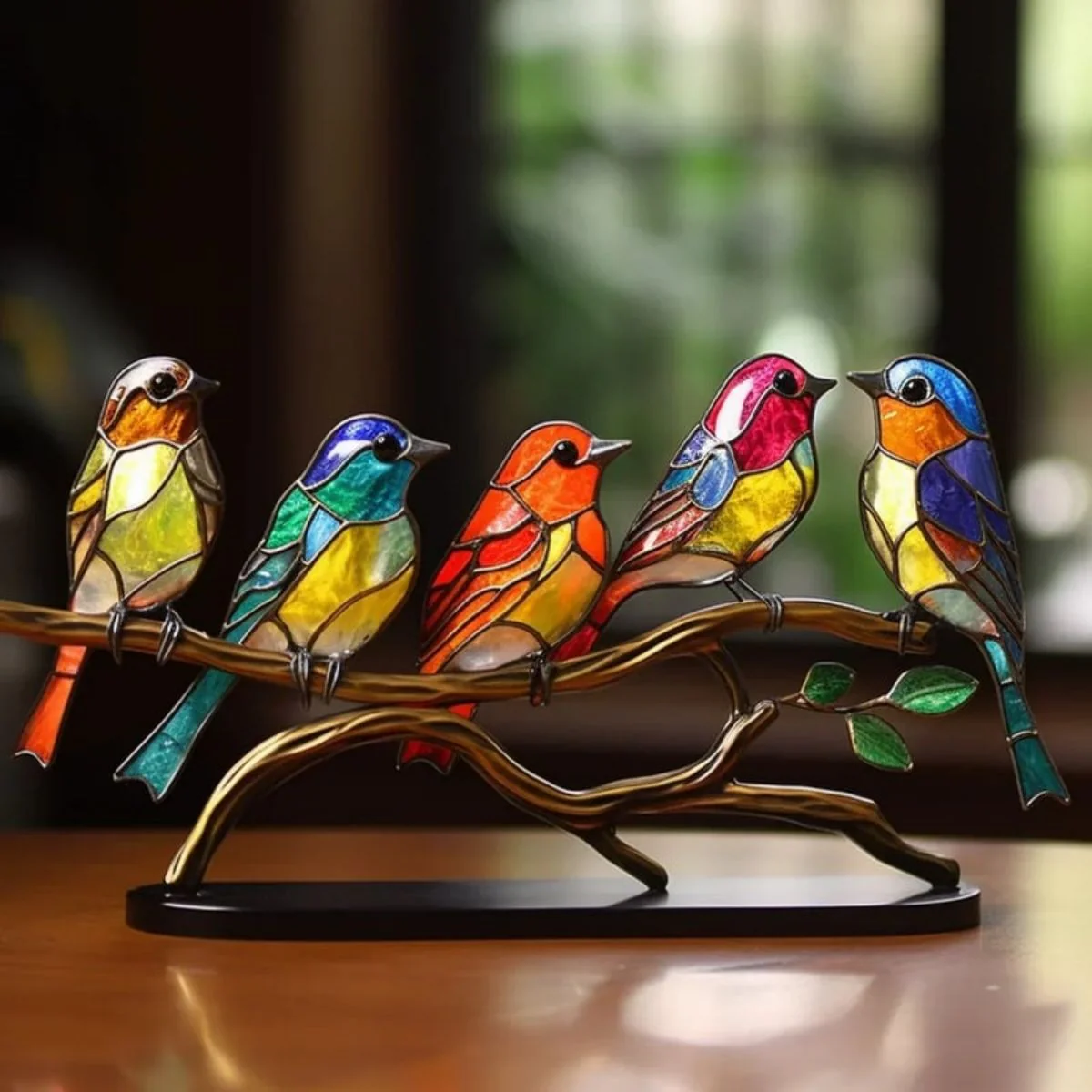 Memorial Stained Glass Birds on Branch Desktop Ornaments,Personalized Acrylic Memorial Cardinal Ornament - Image 8