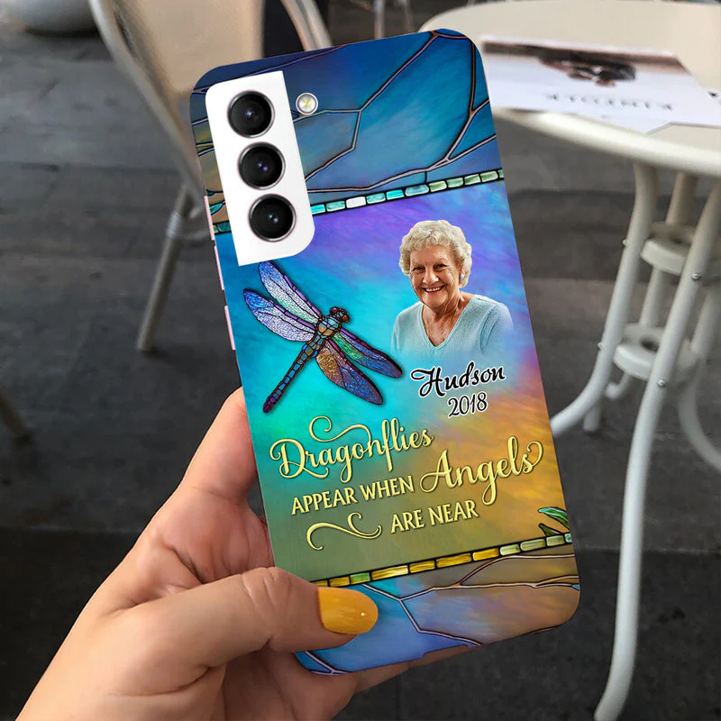 Memorial Upload Photo Dragonfly, I Believe There Are Angels Among Us Personalized Phone Case - Image 4