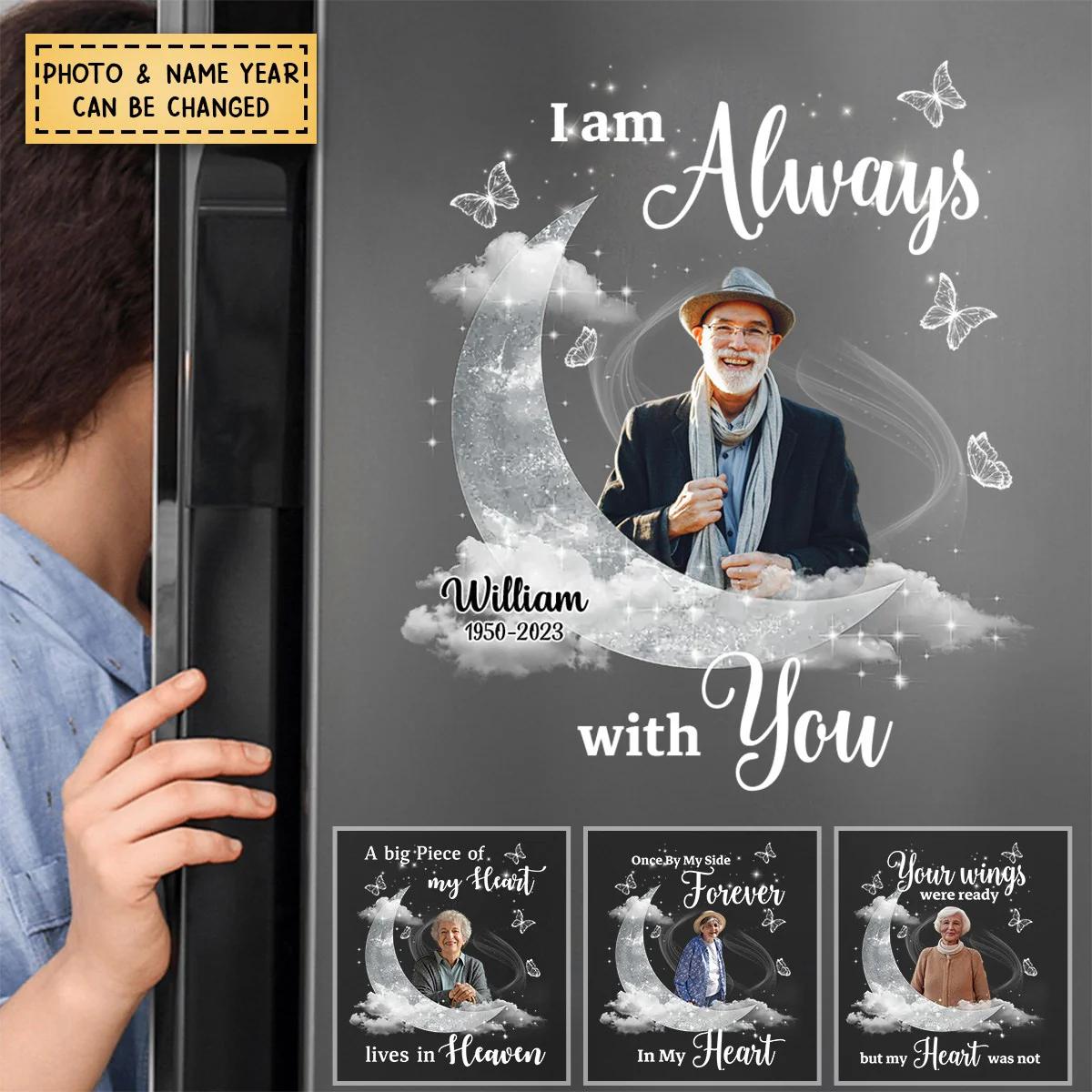 Memorial Upload Photo On Moon, A Big Piece Of My Heart Lives In Heaven Personalized Decal - Image 2