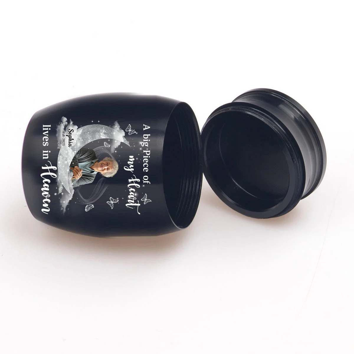 Memorial Upload Photo On Moon, A Big Piece Of My Heart Lives In Heaven Personalized Small Ashes Keepsake - Image 2