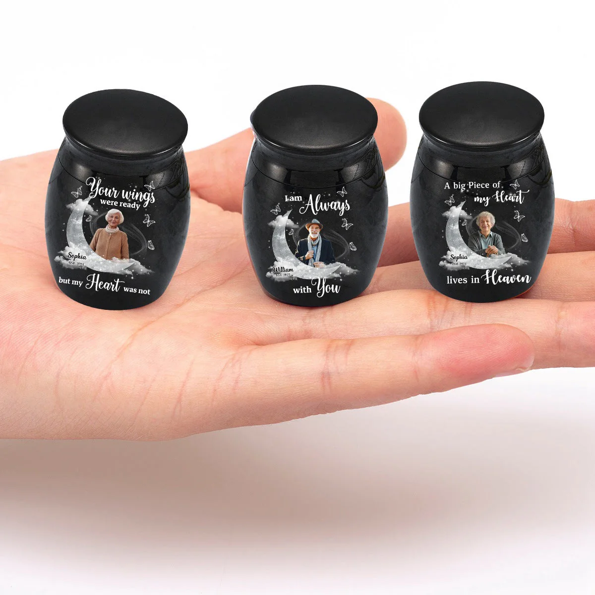 Memorial Upload Photo On Moon, A Big Piece Of My Heart Lives In Heaven Personalized Small Ashes Keepsake - Image 3