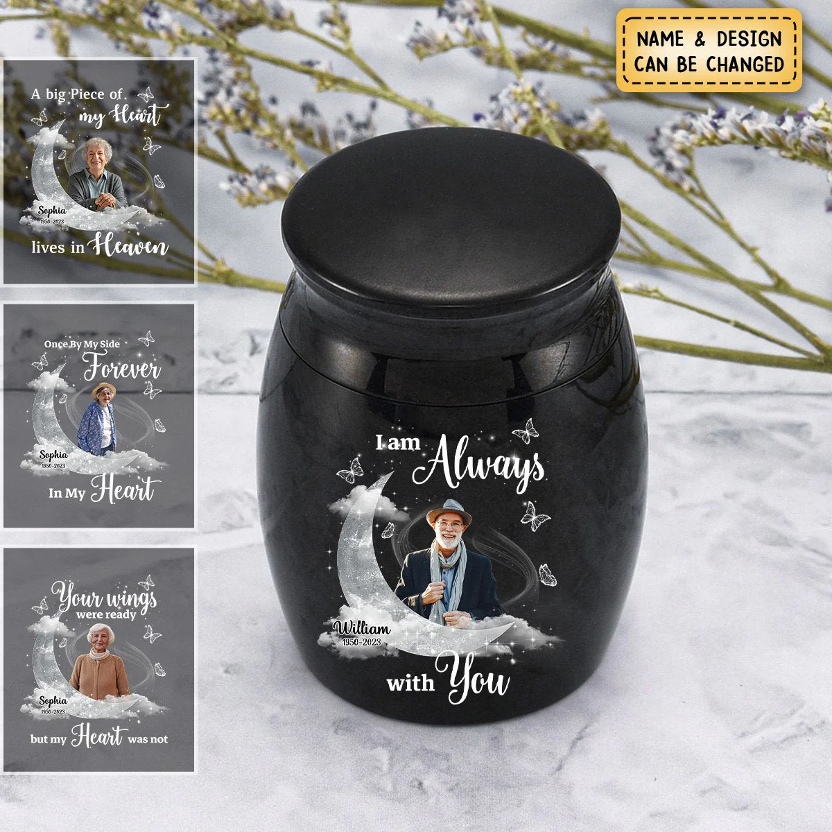 Memorial Upload Photo On Moon, A Big Piece Of My Heart Lives In Heaven Personalized Small Ashes Keepsake - Image 5