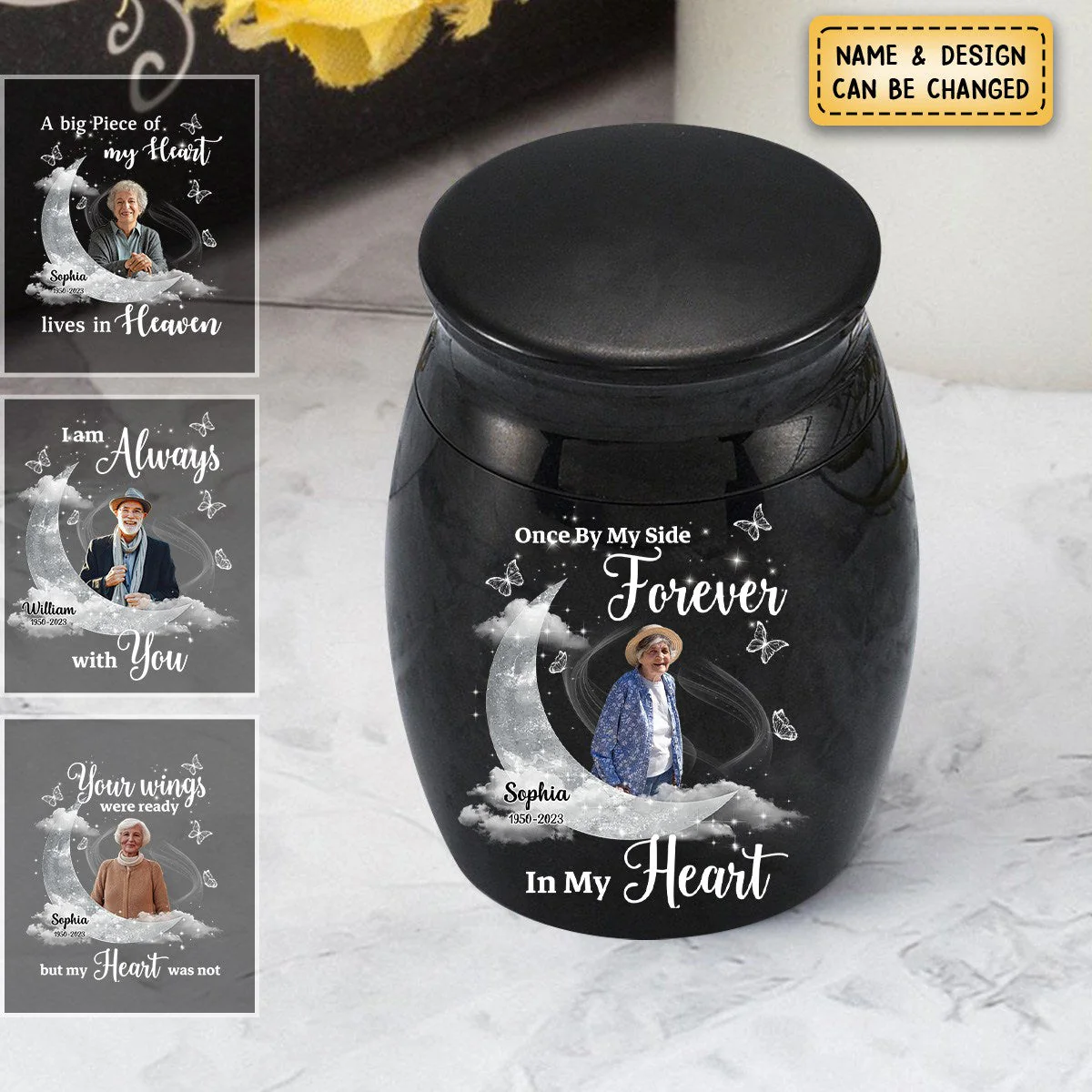 Memorial Upload Photo On Moon, A Big Piece Of My Heart Lives In Heaven Personalized Small Ashes Keepsake - Image 6