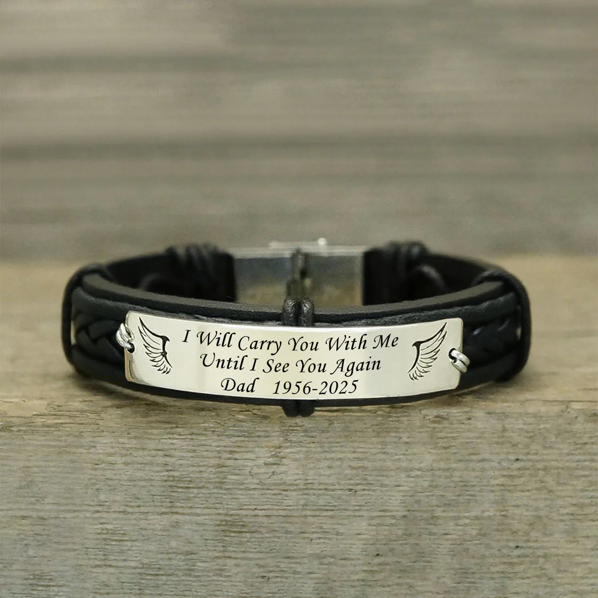 Memorial Wings Bracelet Forever in my Heart, Personalized In Memory of Bracelet, Loss of Loved One - Image 2